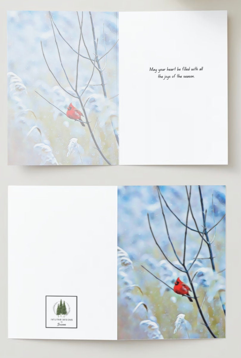 Cardinal bird Christmas greeting card