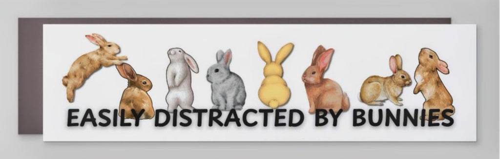 Easily Distracted by Bunnies magnetic bumper sticker for bunny lovers