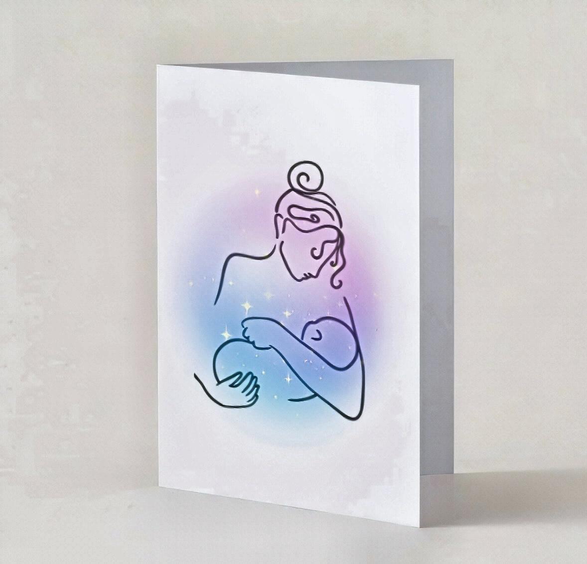 New Mother Greeting Card: Sleeping Newborn Art