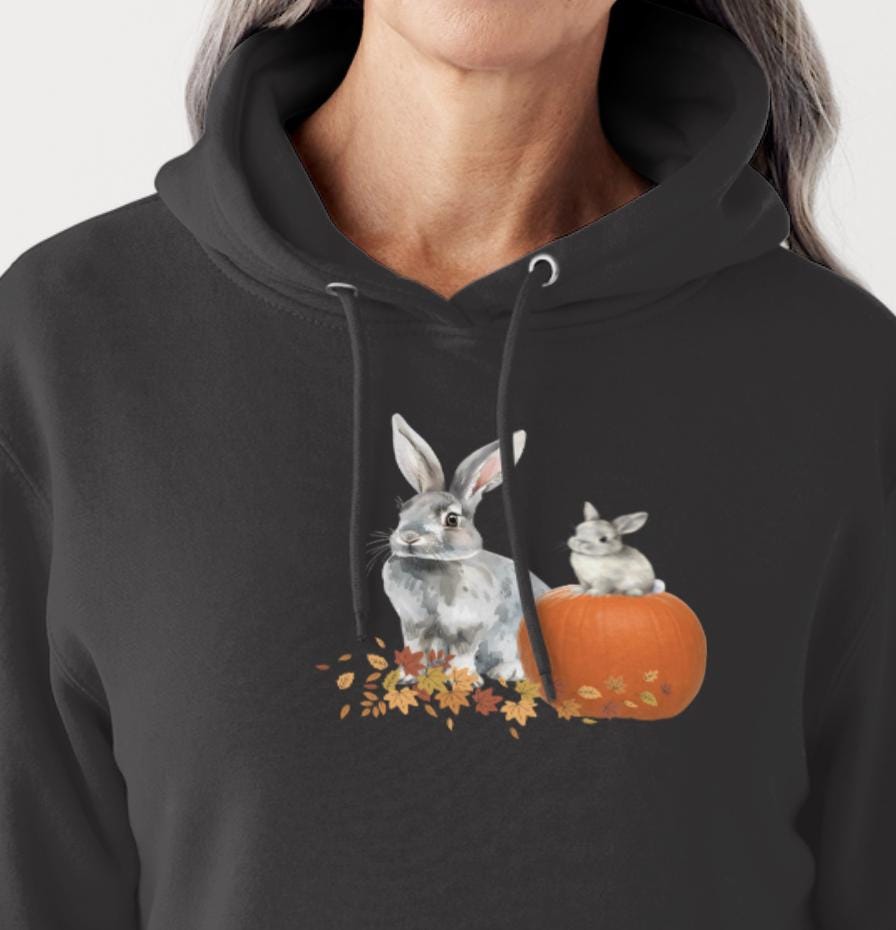 Mama Pumpkin Bunny and Baby Hoodie
