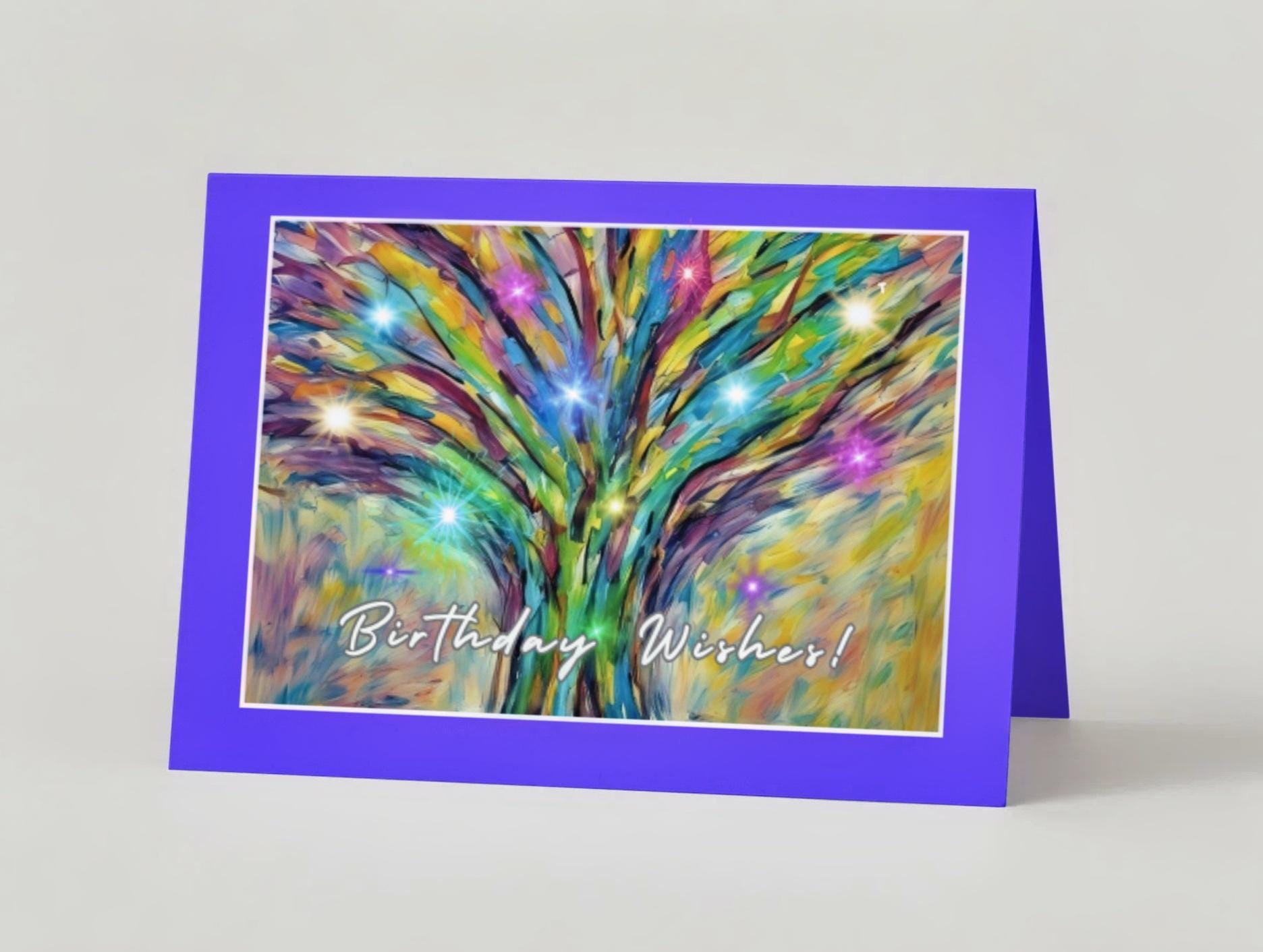 Colorful Tree Birthday Card: 5x7 Glossy Print