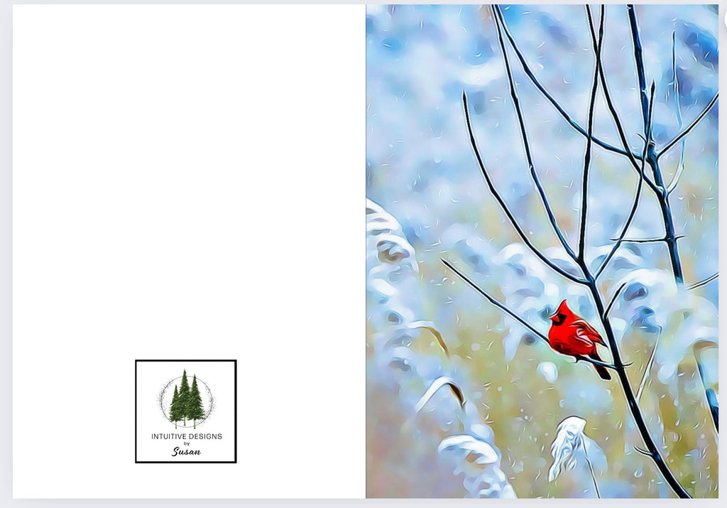 Cardinal bird Christmas greeting card