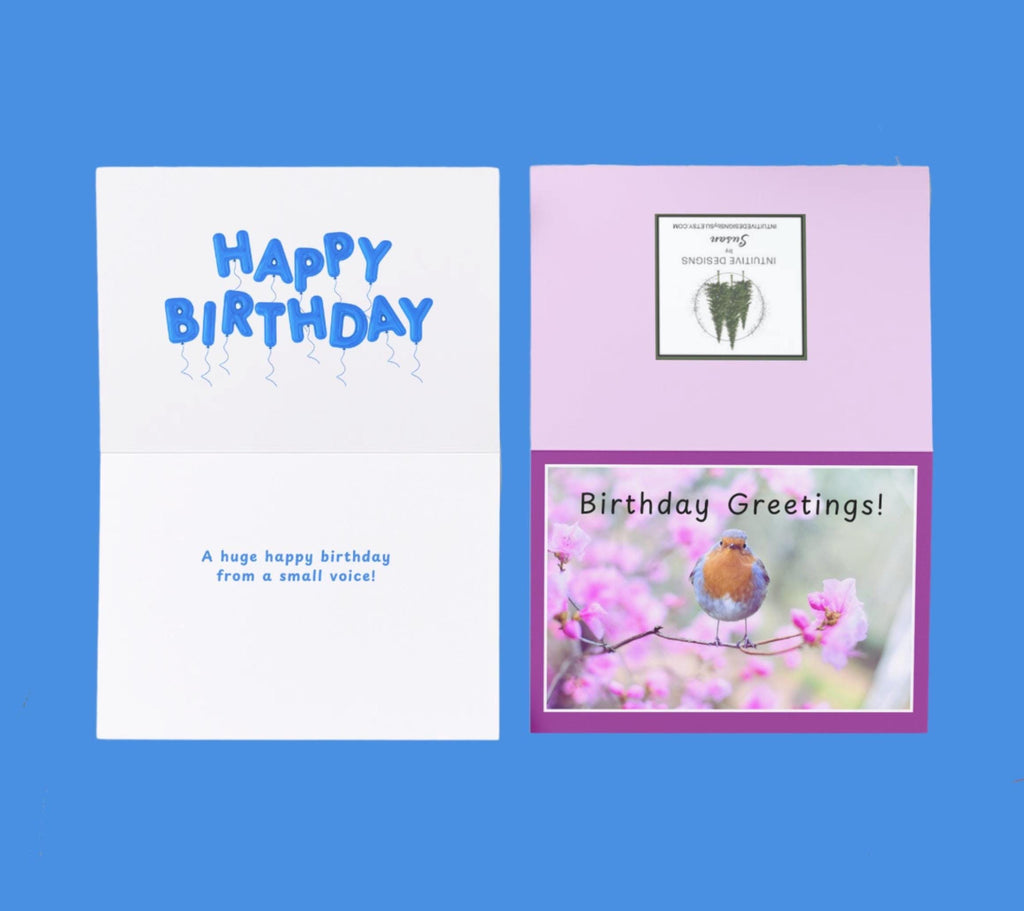 Bird and Blossom Birthday Card: Small Voice, Big Message