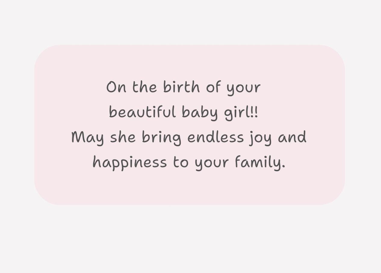 Congratulations on Your new Baby Girl!