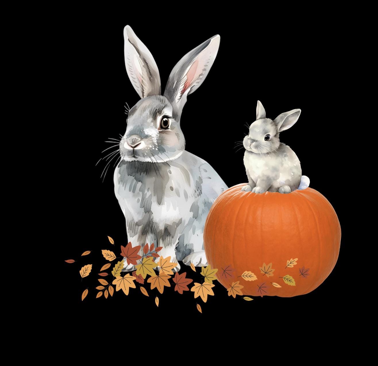 Mama Pumpkin Bunny and Baby Hoodie