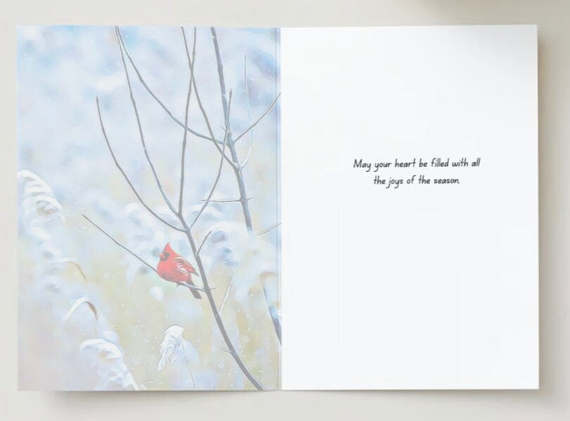 Cardinal bird Christmas greeting card