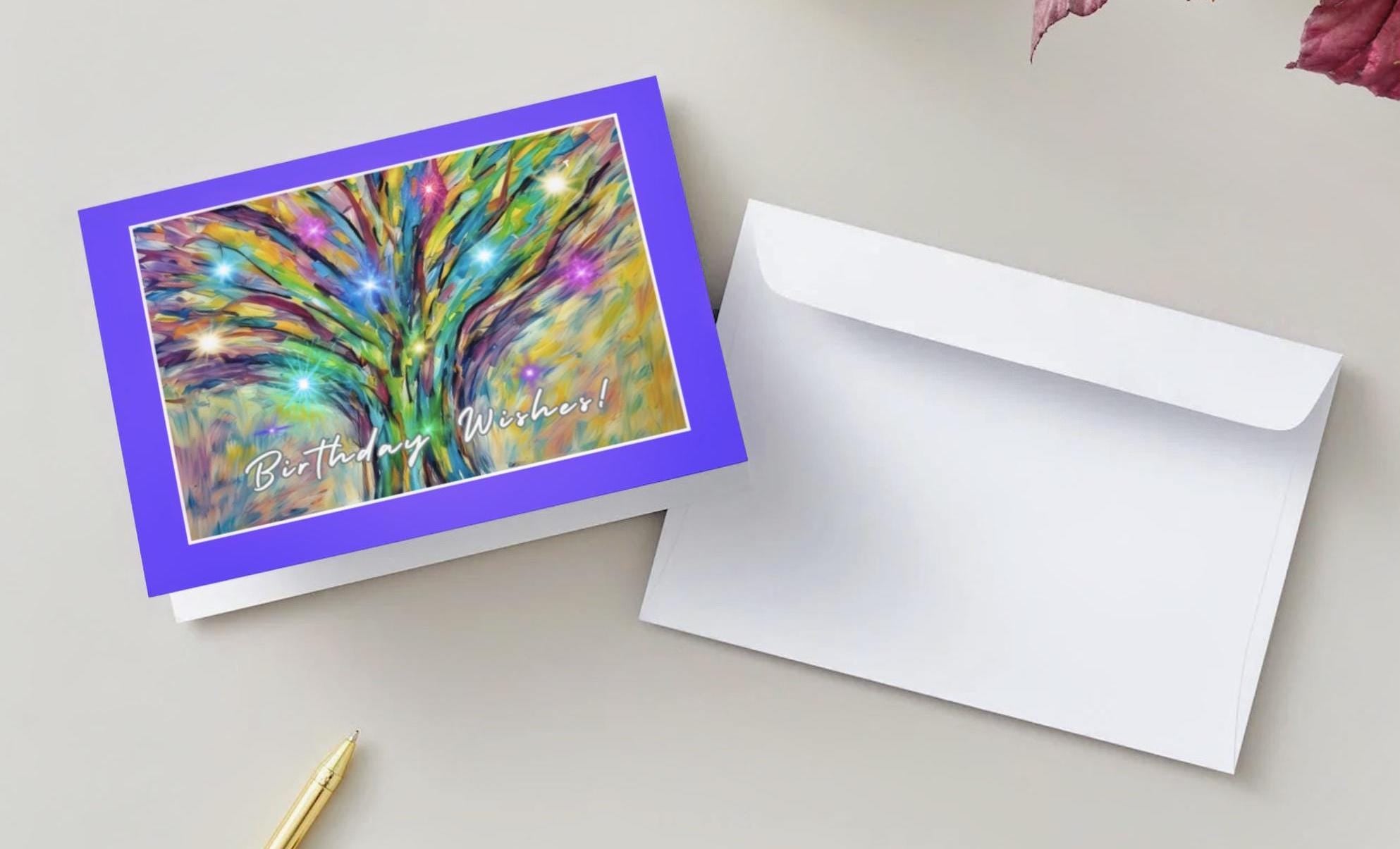 Colorful Tree Birthday Card: 5x7 Glossy Print